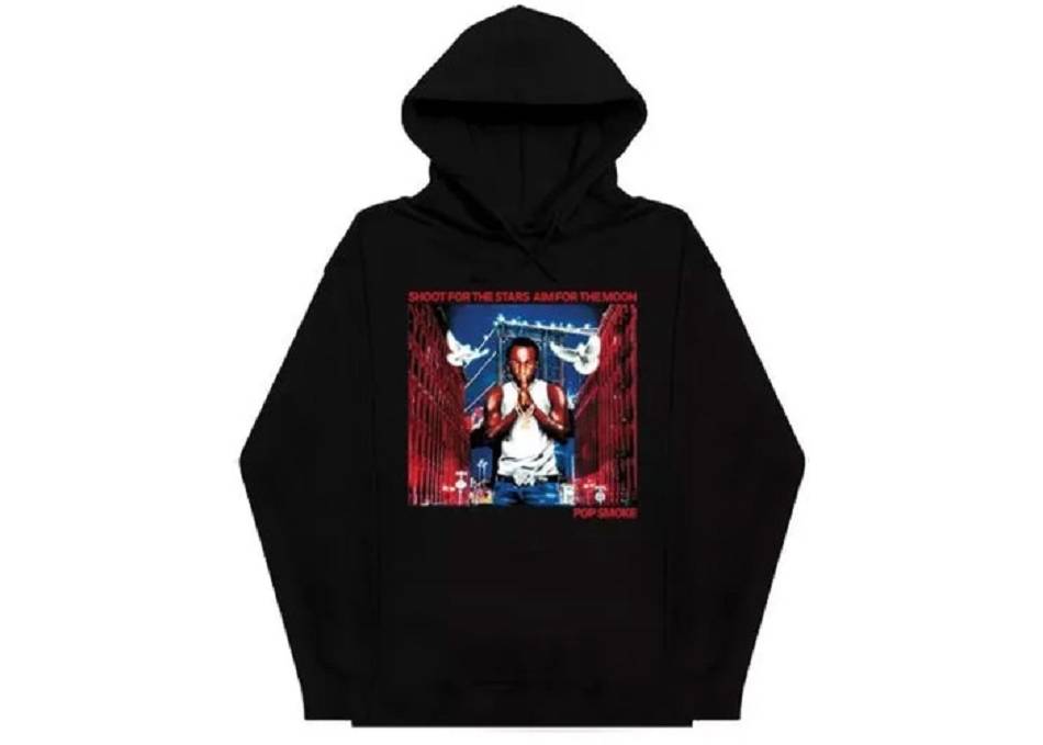 Rappers Collab Vlone City Streetwear Hoodie Pop-Smoke Black | IE_KM7188