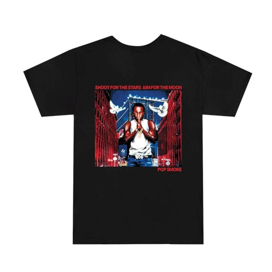 Rappers Collab Vlone City Tee Pop-Smoke Black | IE_NF4021