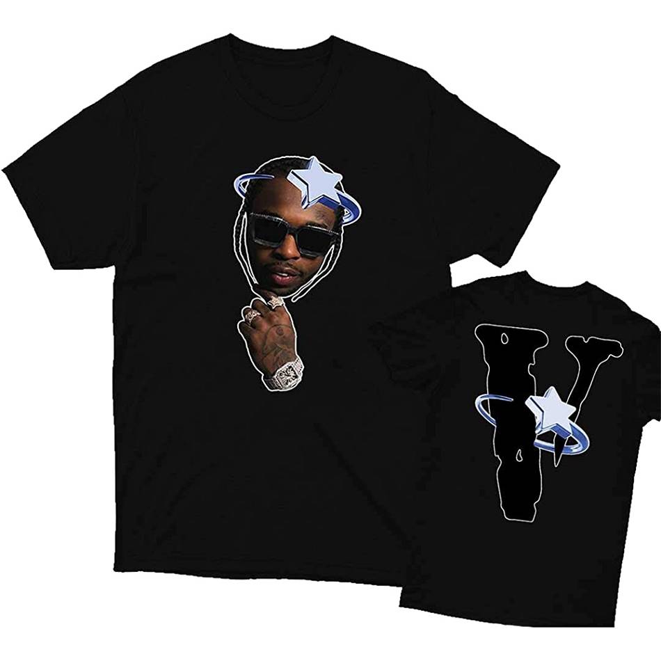 Rappers Collab Vlone Halo T-shirt Pop-Smoke Black | IE_CT3074