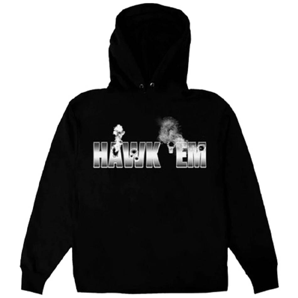 Rappers Collab Vlone Hawk Hoodie Pop-Smoke Black | IE_YH2090