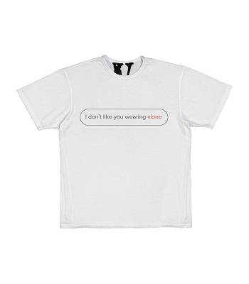 Men's Vlone Text Message (WITH V) limited Edition T-Shirt White | IE_O6166