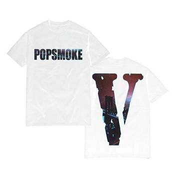 Rappers Collab Vlone Ny City T-shirt Pop-Smoke White | IE_A6632