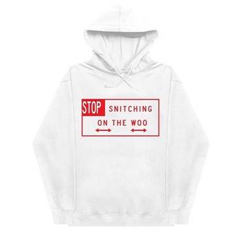 Rappers Collab Vlone Stop Snitching Hoodie Pop-Smoke White | IE_YH1303