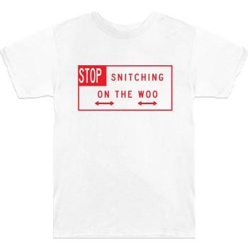 Rappers Collab Vlone Stop Snitching T-shirt Pop-Smoke White | IE_GH4882